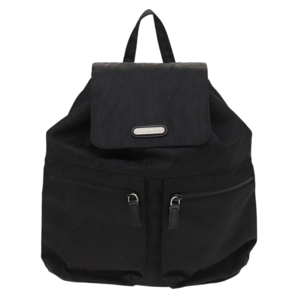 ETRO Backpack Nylon Silver Black Auth bs24801 - Picture 2 of 16